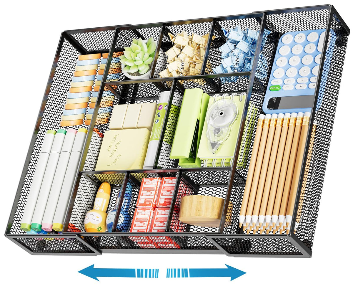 Marbrasse Expandable Desk Drawer Organizer, Mesh Drawer Organizer - Image 1