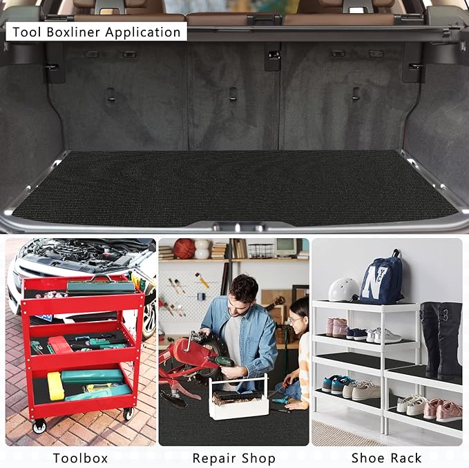 Foam Toolbox Liner Drawer Mat 1/8 Inch Thick X 16 Inch Wide X 6 Ft Long Black, No Slip for Protecting Cabinet, Garage, Cart, Tool Box