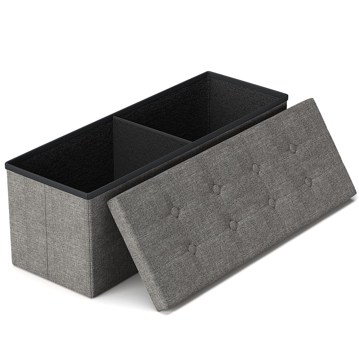 43 Inches Folding Storage Ottoman Bench, Storage Chest, Grey - Image 1