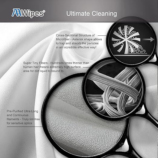 AAwipes Cleanroom Microfiber Wipes 4"x4" Knitted Superfine (400 Counts/Bag, 180gsm, Polyester-Polyamide, #MF18004) High-End Lint Free Cloths for Fiber Optics, Laser Sealed Edge, Class 100 Cloths