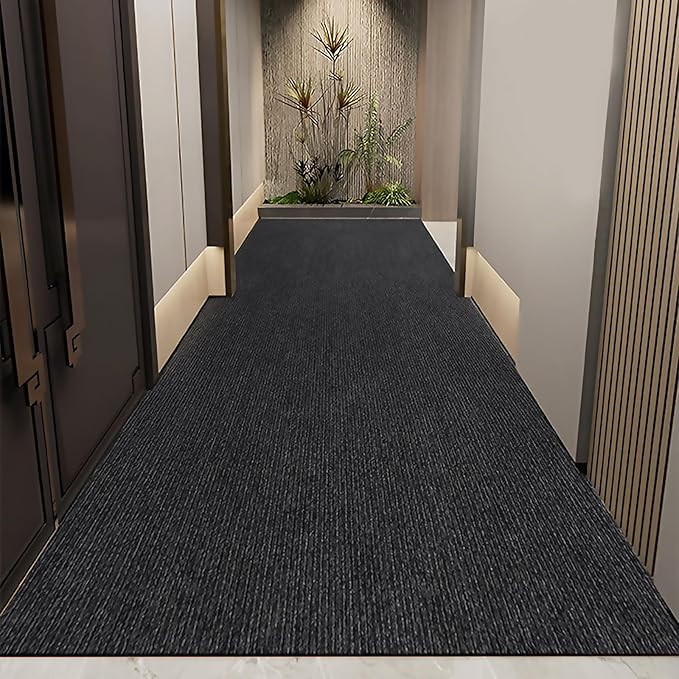 3' x 10' Moisture Guard Doormat, Commercial Grade Door Floor Entrance Mat, Large Outdoor Mat with Rubber Backing, Low Profile Commercial Rugs for Entryway, Easy to Clean(Charcoal Grey)