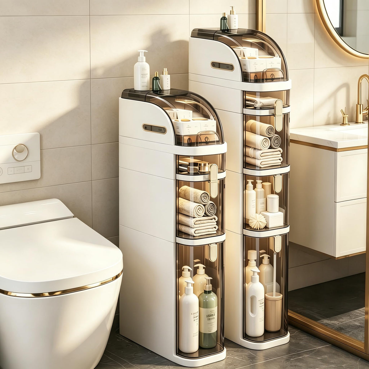 BGYMF 3-Tier Slim Bathroom Storage Cabinet with Drawers,Movable - Image 1