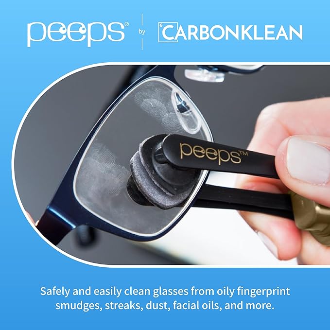 CarbonKlean Peeps Glasses Cleaner - for Eyeglasses, Reading Glasses, and More - Lens Cleaner with Carbon Microfiber Tech