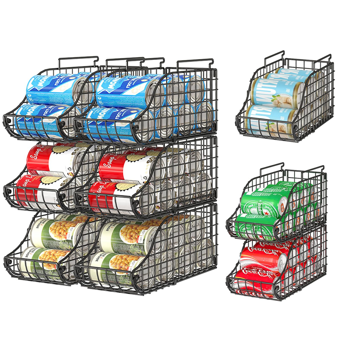 Sonyabecca 6 Pack Stackable Can Organizer for Pantry Cabinet Food - Image 1