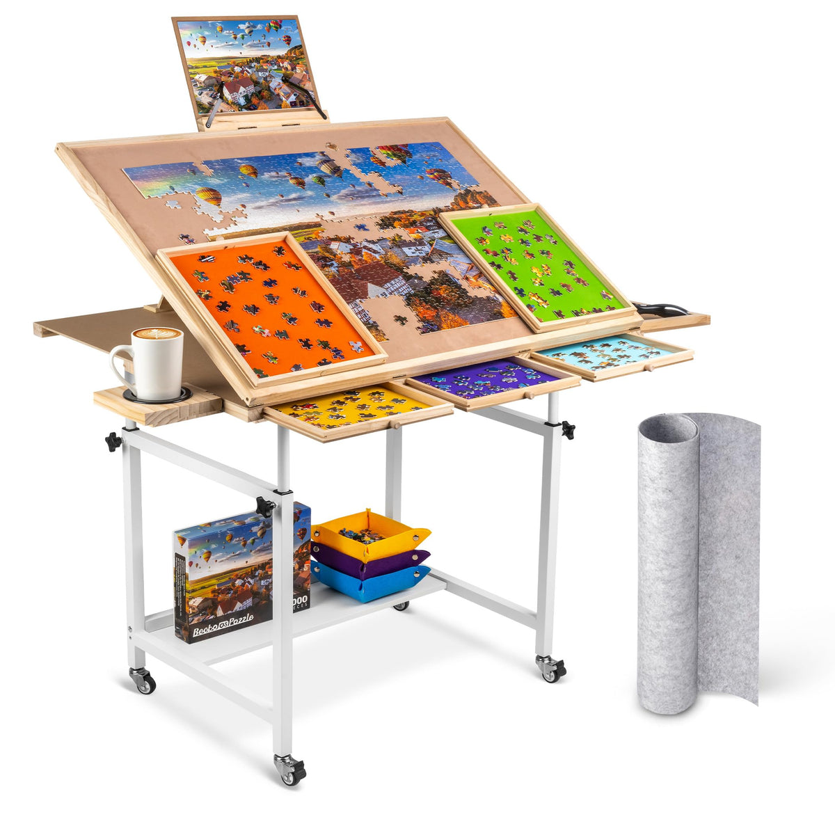 Becko US 1500 Piece Tilting Puzzle Table with 5 Drawers & - Image 1