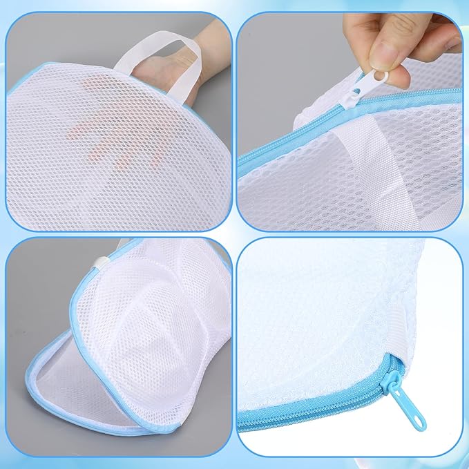 2 Pack Bra Washing Bags for Laundry, Reusable Washable Bra Laundry Bag with Handle, Non-Deform Mesh Wash Bag for Washing Machine Storage Travel
