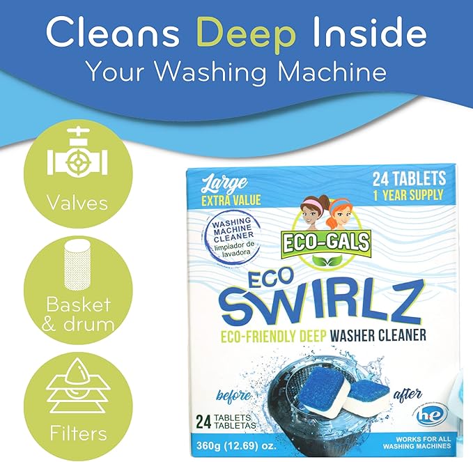 Eco Scrubz Deep Dishwasher Machine Cleaner Unscented, 12 Count Tablets - 1 Year Supply plus Eco-Shines Dishwasher Detergent Pods With 3 in 1 Power of Liquid, Powder, and Gel for Brig