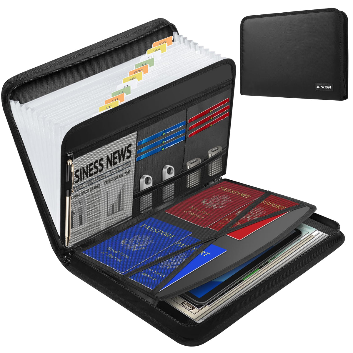 JUNDUN Fireproof Accordion File Organizer - Image 1