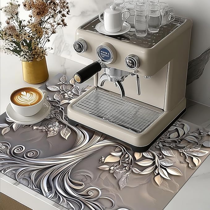 Stove Top Cover 28 x 20 inches Silver Tree of Life Stove Top Covers Pad Glass Flat Top Stove Mat for Kitchen Fit Under Coffee Maker Pot Water Absorbent Mat Diatomite