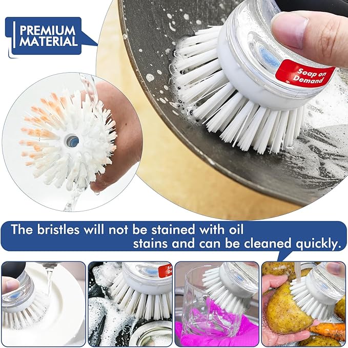Shadowgallery Palm Brush Refills for OXO (New Generation) - 1 Count, White, Plastic/Nylon Bristles, Plastic Handle, Dish & Utensils