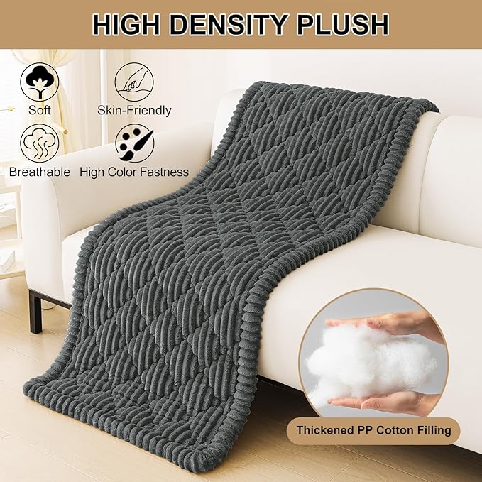 Smiry Pet Couch Cover for Dogs Washable, Non-Slip Fuzzy Couch Covers for 3 Cushion Sofa Pet Friendly, Soft Thick Furniture Protector Sofa Slipcover Mat for Dogs (Dark Grey, 27.6" x 82.7")