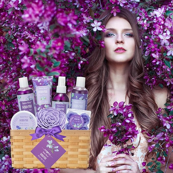 Bath & Shower Gifts for Women, Perfume Bath and Body Gift Basket, Skin Care Set, Spa Kit, Self-Care Set, Home Spa Gift, Pampering Kit, Relaxation Gift, Birthday, Christmas, Mother Day, Anniversary
