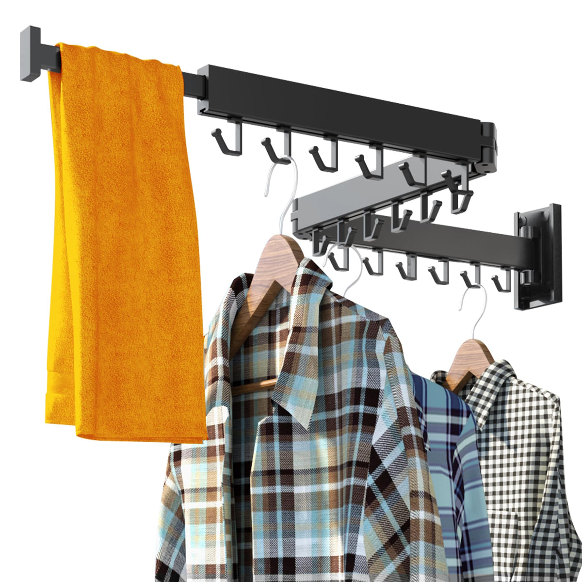 Clothes Drying Rack for Laundry,Wall Mounted Clothes Hanger Rack - Image 1