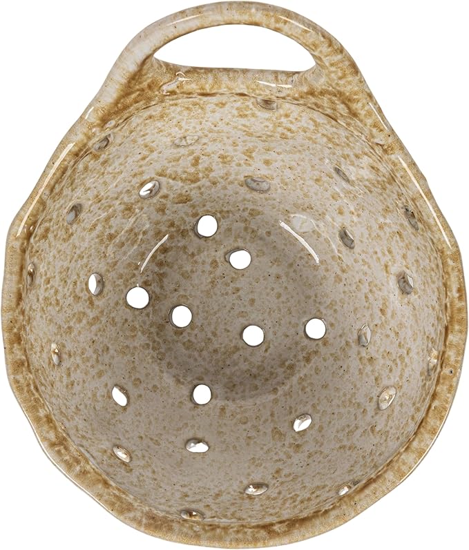 Creative Co-Op Stoneware Colanders with Handles, Set of 2