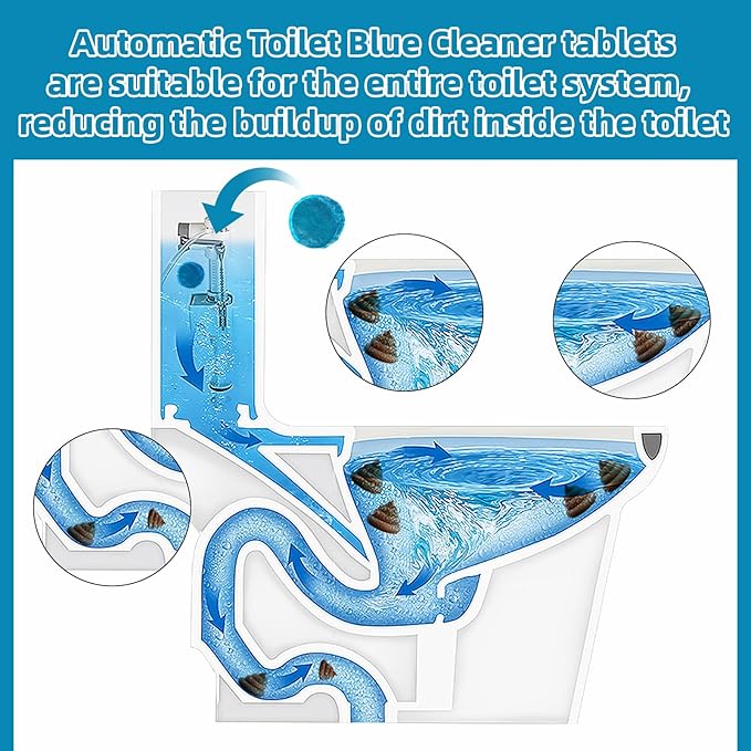 G · PEH Automatic Toilet Bowl Cleaners Tablets, Long Lasting Toilet Bowl Cleaners Tablets Blue Toilet Tank Cleaner Tablets for Freshening & Cleaning for Bathroom 60 Pack