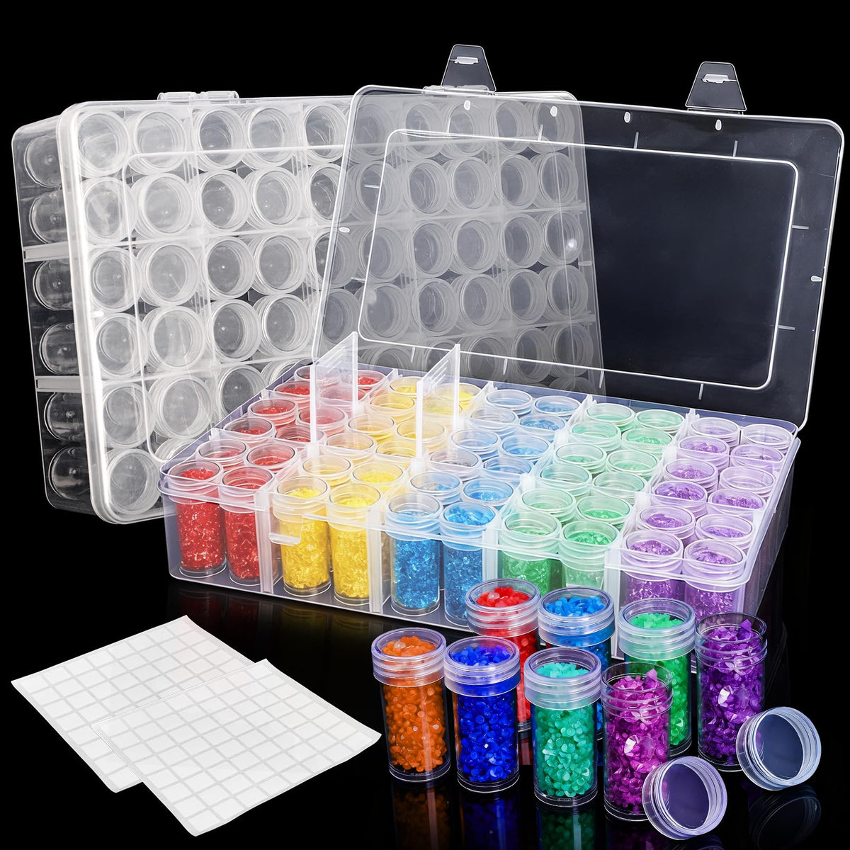 2 Pack Diamond Art Storage Containers, 120 Grids Beads - Image 1