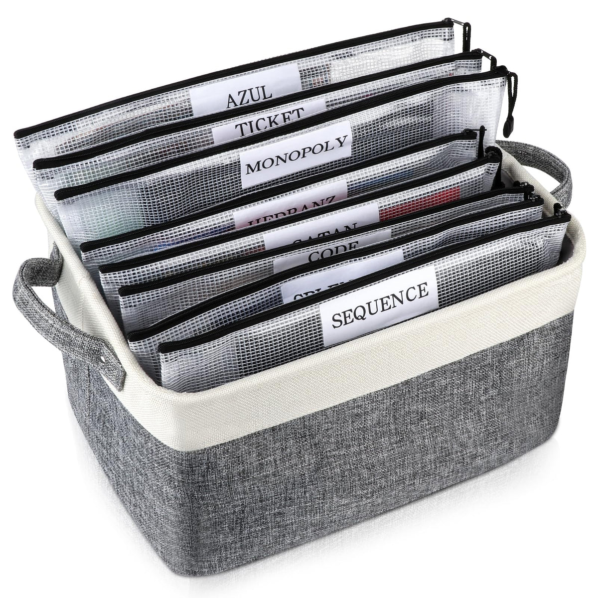 Board Game Storage Kit Include Storage Basket and 10pcs Zipper - Image 1