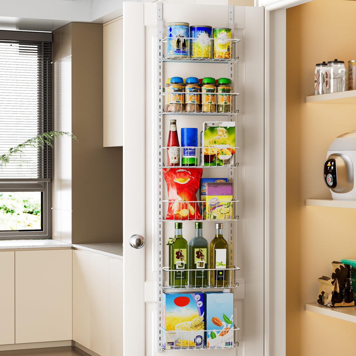 Delamu Pantry Door Organizer, Adjustable Metal Over | Pull Out Organiz - Image 1
