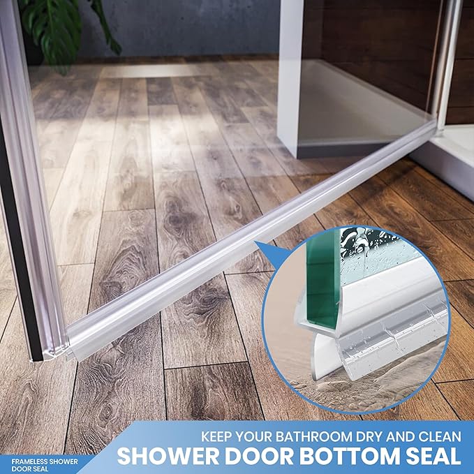 2 Pack Glass Door Silicone Seal Strip 36 Inch Shower Door Bottom Seal Sweep-Suitable for 1/4 Inch Glass-Stop Shower Leaks Frameless Shower Door Seal Strip