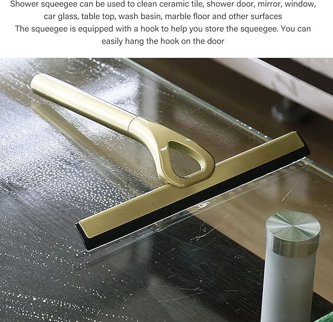 Hapivida Window Squeegee, Durable Stainless Steel Shower Squeegee with Comfortable Handle for Bathroom Mirrors Car Windows Glass Surfaces Cleaning Tool