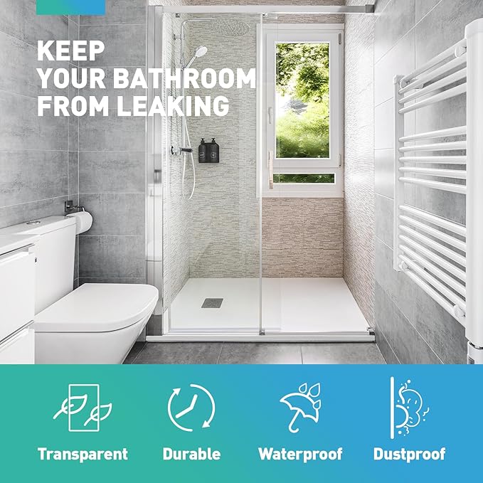 Sliding Shower Door Bottom Seal, 2 PCS 3/8" x 36" Sliding Shower Door Sweep for 3/8Inch Glass, Frameless Glass Door Seal Strip Stop Shower Leaks and Create a Water Barrier