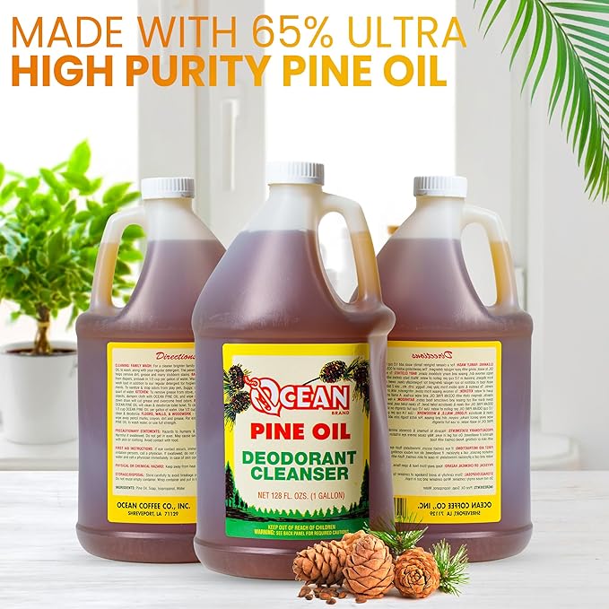 Ocean Pine Oil Cleaner Concentrate, 65% Pine Oil Deodorizer, All-Purpose Household Cleaner for Floors, Kitchen, Bathroom, Laundry, Grease & Odor Removal (1, 128 fl oz)