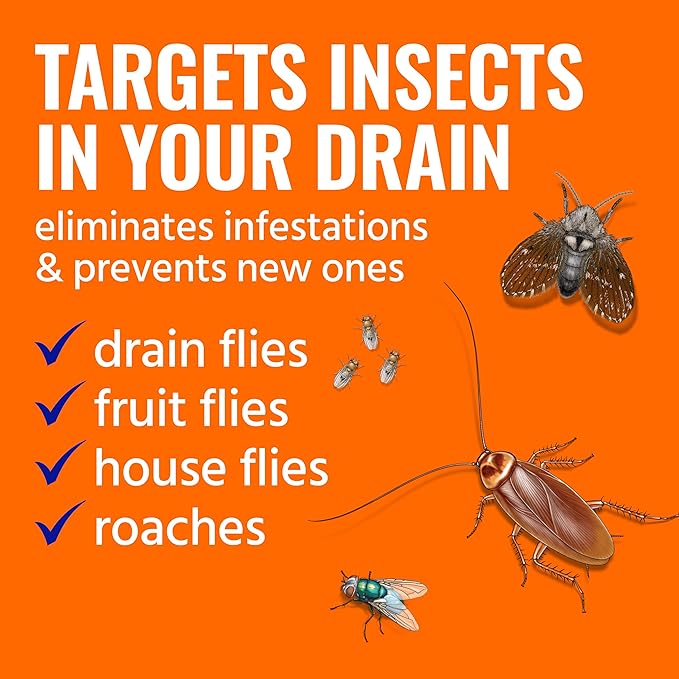 TERRO Drain Insect Killer - T590 Drain Fly Killer Spray - Foam Treatment for Fruit Flies, House Flies, and Cockroaches (Pack of 2)