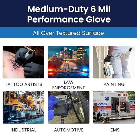 Adenna SHADOW Disposable Nitrile Gloves – 6 Mil, Medical Grade Exam Rubber Glove with Textured Grip, Non-Latex & Powder-Free, Case of 900, X-Large, Black