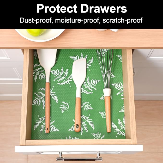 Cooyes Shelf Liners for Kitchen Cabinets Refrigerator Liners Waterproof & Oil-Proof Kitchen Cupboard Liner Drawer Mats EVA Material Non Adhesive Fridge Liner for Shelves（23.6" W x 236" L）