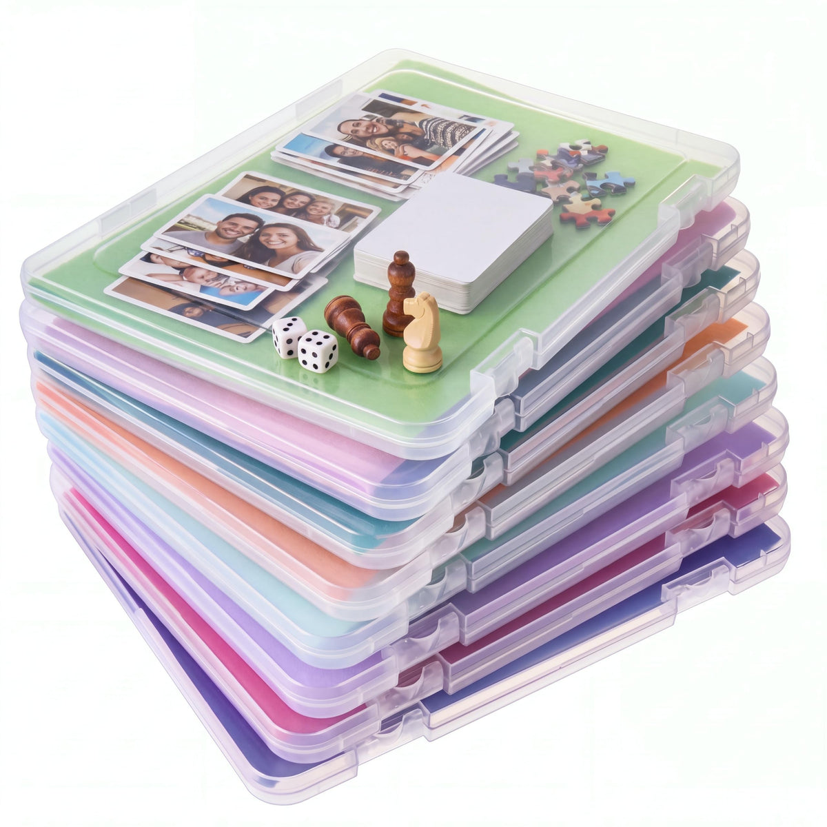 Gueevin 8 Pcs Clear A4 File Organizer Box, 12"x9" Scrapbook Case - Image 1