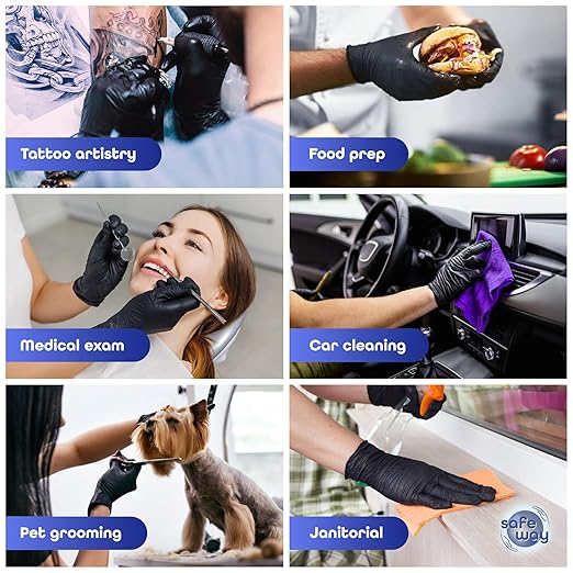 SAFEWAY USA Vinyl Disposable Gloves — Non-Latex and Powder Free, Heavy-Duty Protective and Multi-Purpose Gloves for Cleaning, Food Prep, Tattooing, Lab Works, Mechanics and More — (3000 pcs, Medium)