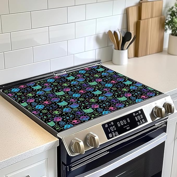 Decorative Electric Stove Top Covers, Heat Resistant Silicone Stove Cover Mat, Stove Top Protectors for Electric Flat Glass Stoves, Adds Extra Counter Space for Small Kitchens and Apartments