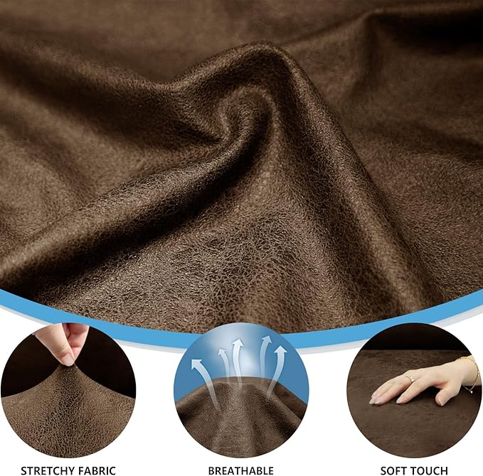 Chair Covers 4-Pieces Recliner Chair Covers 1 Seater Cover for Recliner Chair Leather Look Recliner Slipcovers with Pockets Spandex Fabric Furniture Covers(Recliner, Dark Brown)