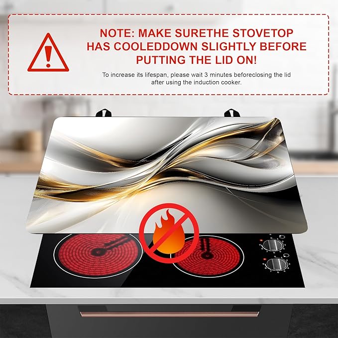 Stove Top Cover Flower Gas Stove Top Cover for Home Decoration Kitchen Pad Non-Stick Washable Cooktop Covers Countertop Protector Keep Stove Clean (Silvery, 30L"x21W")