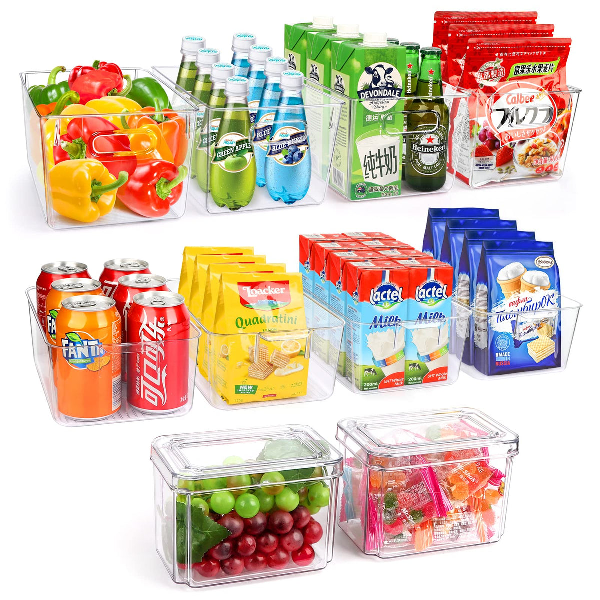 Set Of 10 Refrigerator Pantry Organizer Bins, Clear | All Products - Image 1