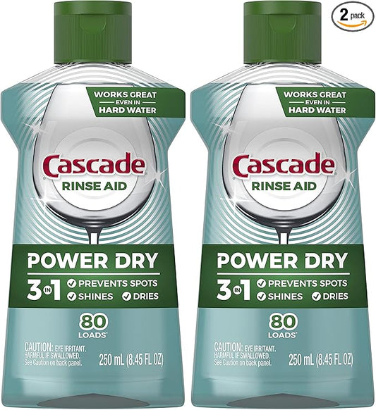 Cascade Dishwasher Rinse Aid, Pack of 2 | 8.45 fl oz | Packaging May Vary