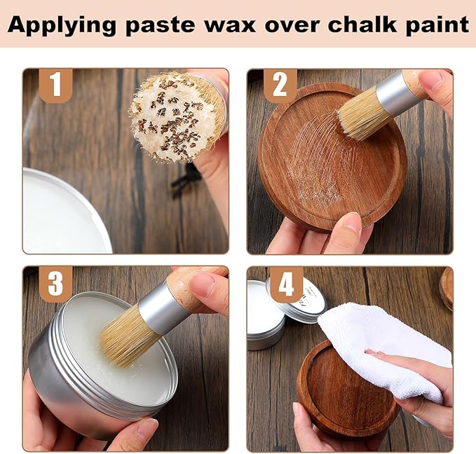 Clear Finishing Wax Furniture Wax Chalk Paint Sealing polish with 2 Brush 7 oz Sealing Wood polish for Painting Waxing Interior Furniture Cabinets Home Accessories