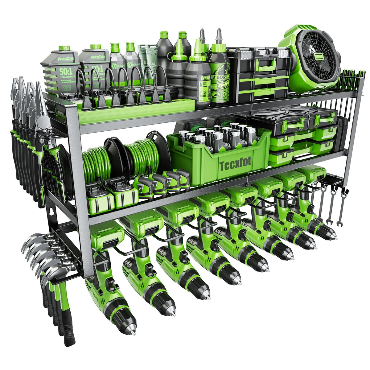 Power Tool Organizer - 3 Layer 8 Drill Holder Wall Mount - Image 1
