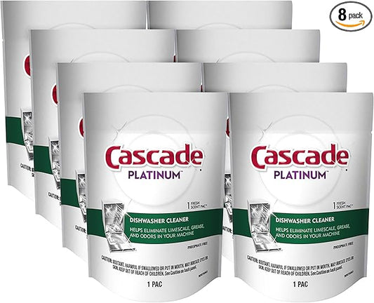 Cascade Platinum Dishwasher Cleaner Pods Fresh Scent, 1 Count (8 Pack)
