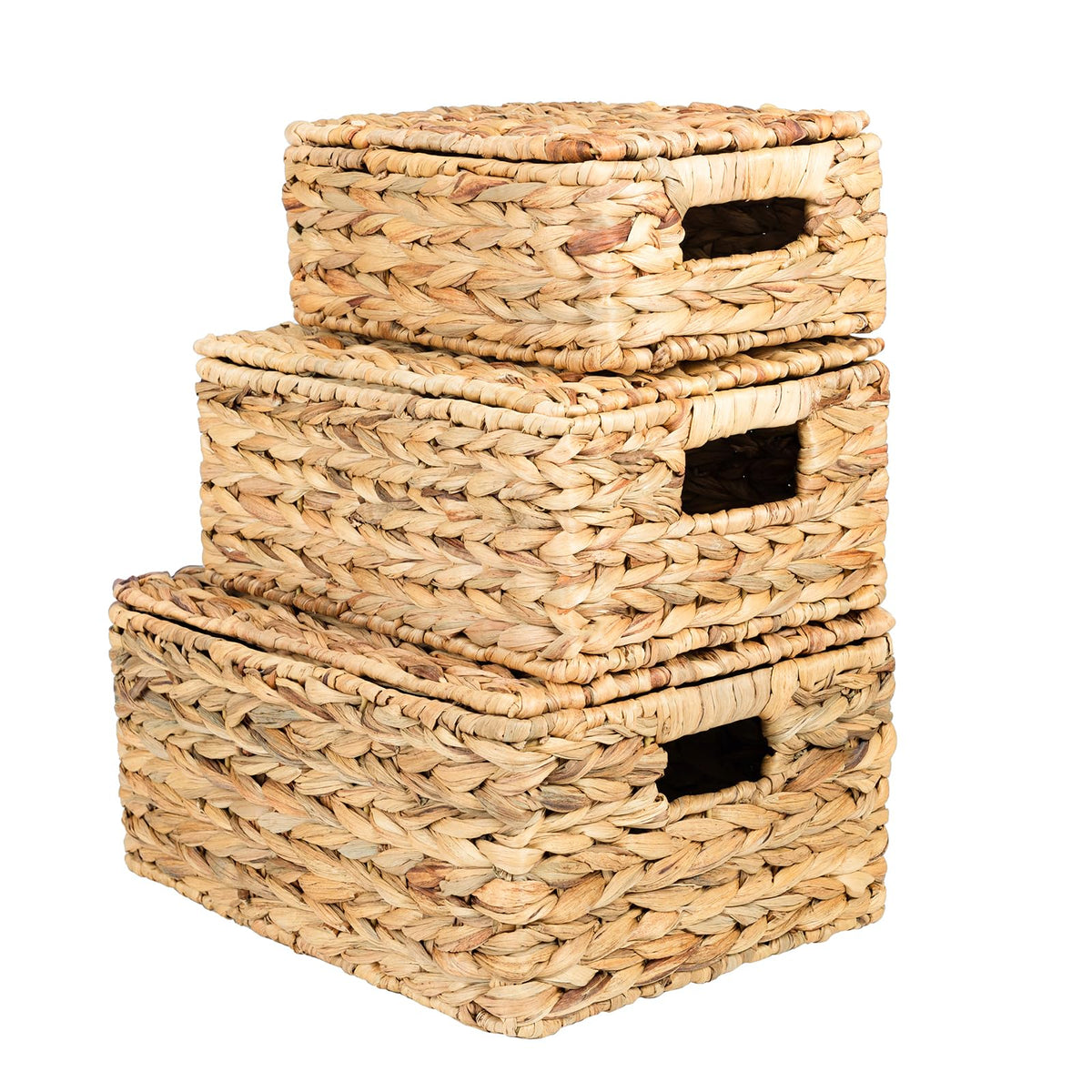 Wicker Storage Baskets, Hand-Woven Rectangular Wicker Basket - Image 1