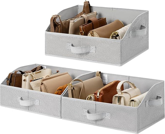 GRANNY SAYS Purse Organizer for Closet, Trapezoid Storage Bins, Closet Organizers and Storage, Decorative Storage Baskets for Shelves, Clothes, Toys, Towels, Ash Gray, 3-Pack