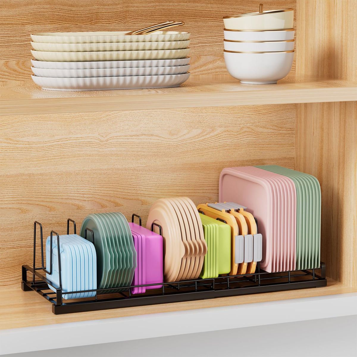 Expandable Food Container Lid Organizer with 9 Adjus | All Products - Image 1