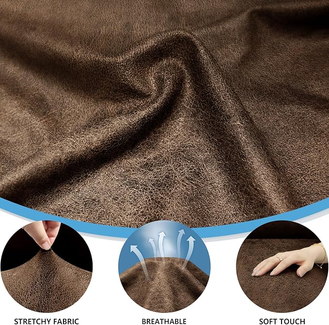 2-Pieces T Cushion Armchair Slipcovers Leather Look Couch Cover Chair Covers Stretch Furniture Protector Sofa Cover with 1 Individual T Cushion Seat Cover Slipcover Sets Washable, Brown