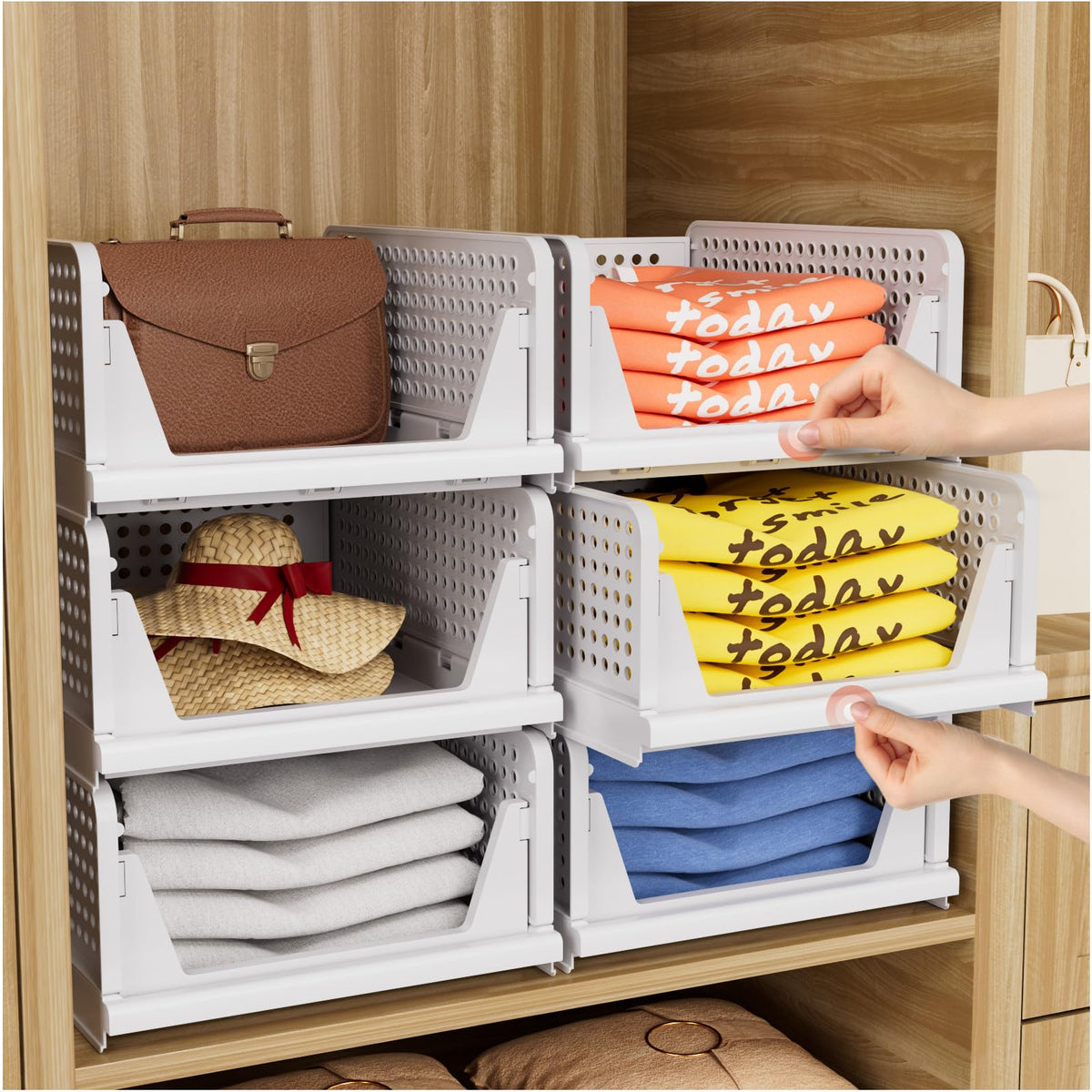 CTSNSLH 5 Pack Closet Organizers Stackable Storage Box - Image 1