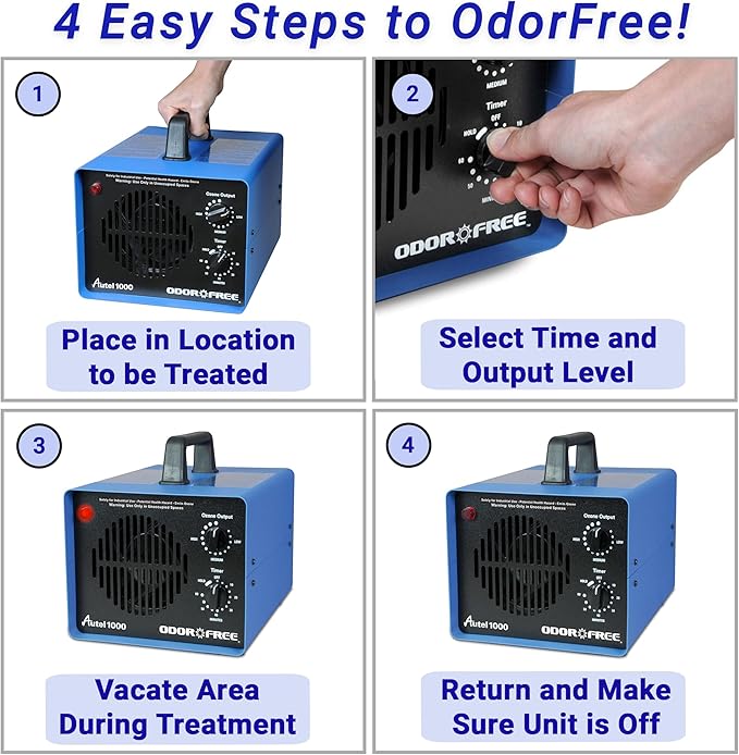 Autel 1000 Ozone Machine Odor Removal for Eliminating Smells and Permanently Removing Pet, Car and Musty Odors - Ozone Generator for Autos, Hotels and Small Spaces With Short Treatment Times