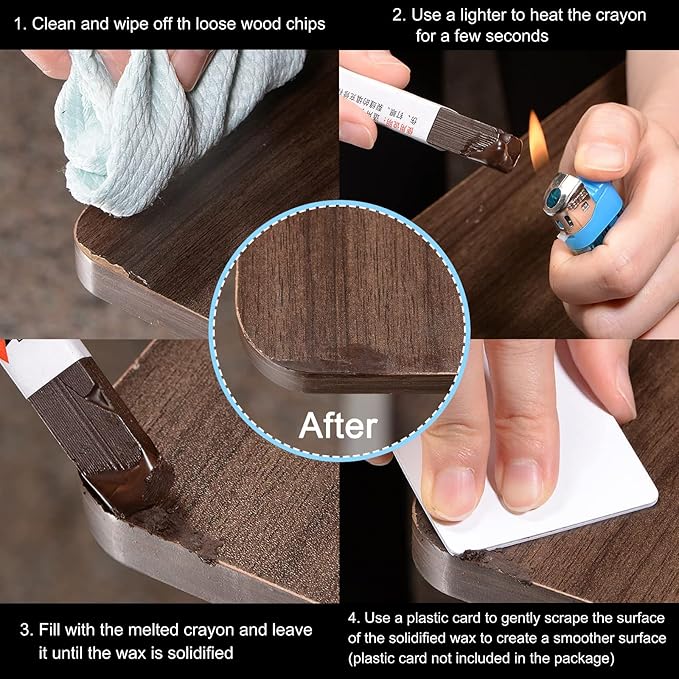 Unifizz Wood Wax Filler Stick, Furniture Crayons Wooden Repair Filler Stick Touch Up Wax Paint Pens for Scratches Holes Floor Laminate Carpenters Tables Desks, Dark Gray,2 Count