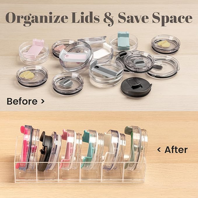 Tumbler Lid Organizer for Stanley Cup Accessories, Cabinet Pantry Kitchen Organizers and Storage Bins for Stanley 40 oz Tumbler with Handle Yeti Tumbler Lids Gifts