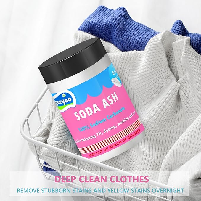 Natural Washing Soda, Sodium Carbonate, Laundry Booster, Soda Ash, Multipurpose Cleaner, Water Softener, Stain Remover (32 Ounces)