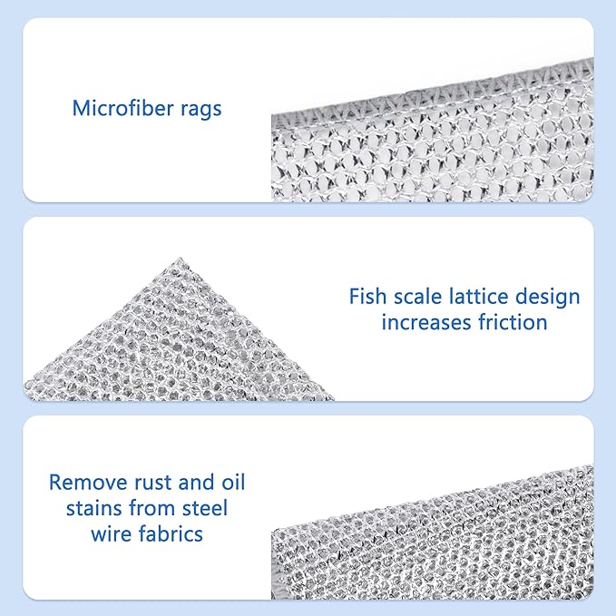 30pcs Set Non-Scratch Steel Wool Dishcloth - Multi-Use Kitchen Scrubbers, Durable Cleaning Pads for Wet & Dry Use White