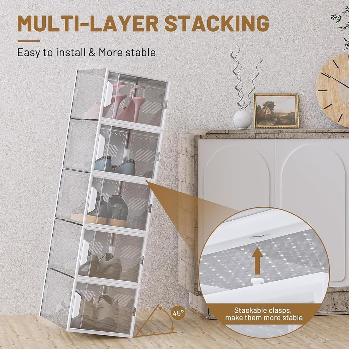 Clear Stackable Shoe Storage Boxes, 12-Pack